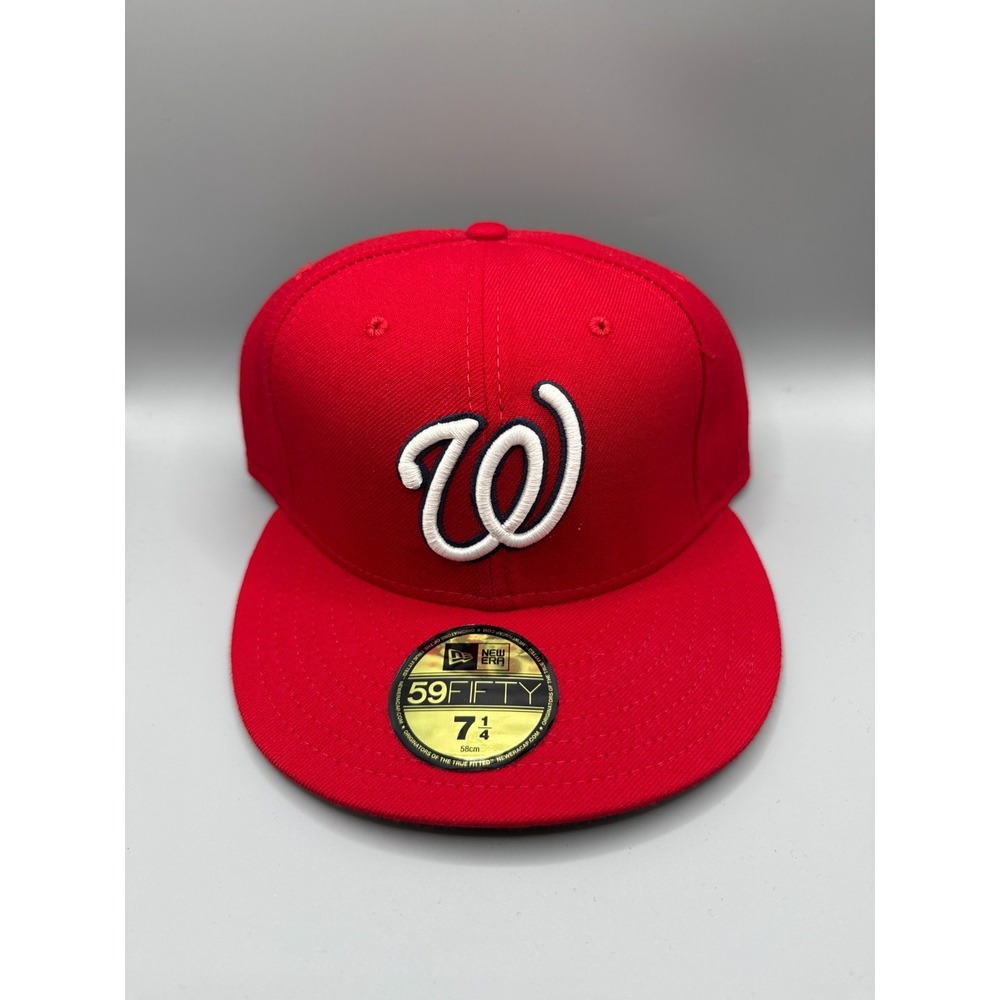 Washington Nationals New Era 59FIFTY Hat 7 1/4 Cooperstown Red Green Brim Cap